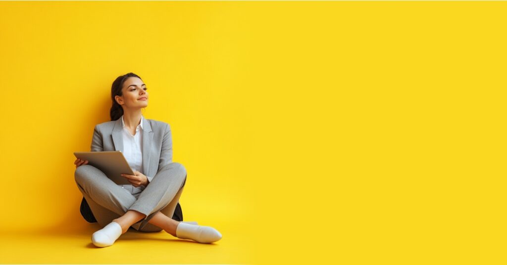 Woman working for Domea in Yellow room