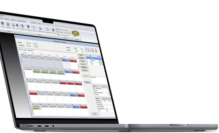 Laptop med vy över löneprogram