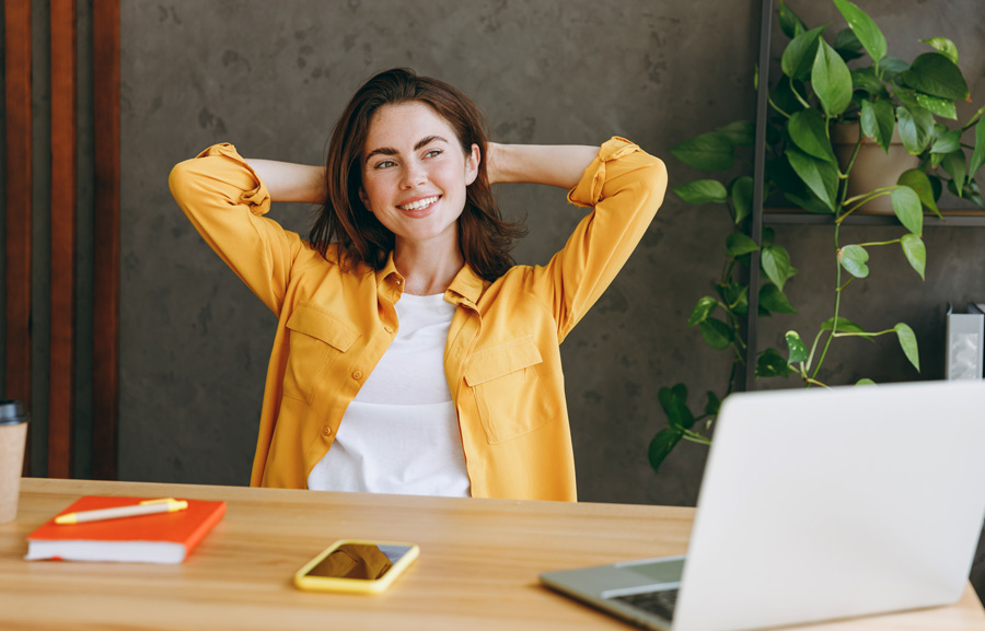 Jobbar på kontor med webbaserat lönesystem